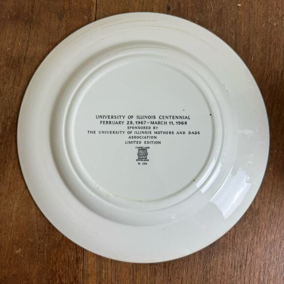 COPELAND SPODE University of Illinois Commemorative Plate 1867-1967 100 Years - Picture 3 of 5